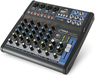 Pyle Professional Audio Mixer Sound Board Console - Desk System Interface with 6 Channel, USB, Bluetooth, Digital MP3 Computer Input, 48V Phantom Power, FX16 Bit DSP- PMXU63BT , Black