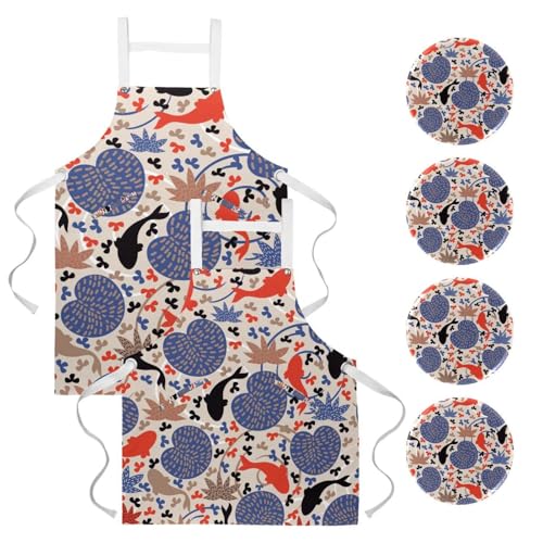 Lot de 2 tabliers de cuisine à motif carpe pour pâtisserie et restaurant