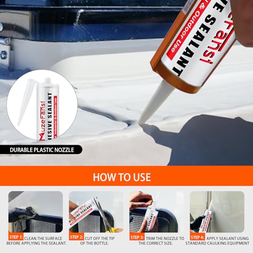 MuzeFansi RV Roof Lap Sealant Self Leveling,8 Pack RV Roof Silicone Sealant White, Waterproof Flexible EPDM RV Sealant and Caulking Exterior Repair Kit for Campers,Trailers, Motorhomes by MuzeFansi - Image 5