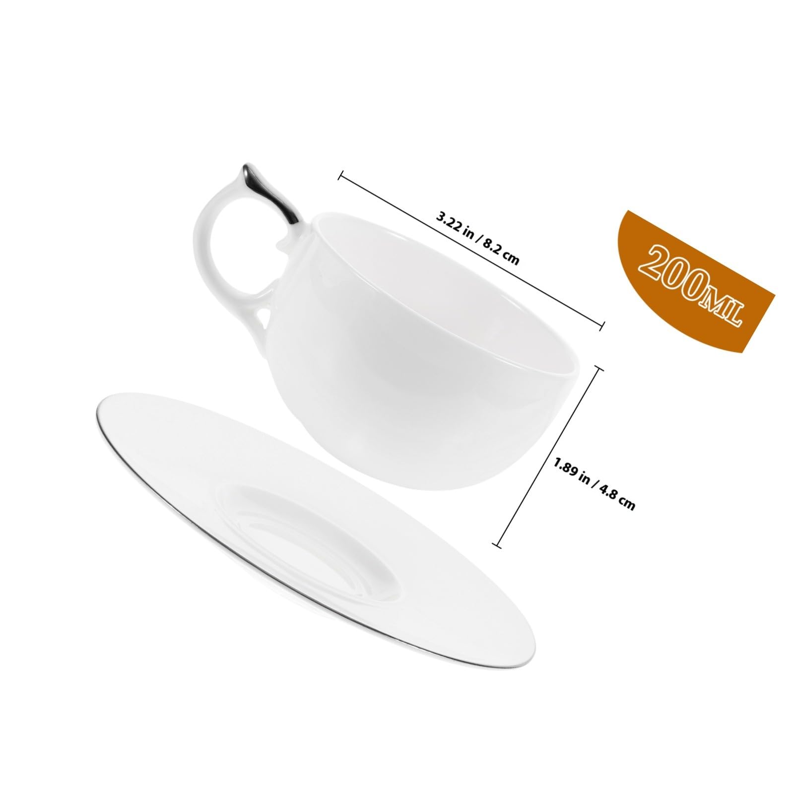 jojofuny Porzellan Kaffee Satz mit Untertasse Keramik 150 Ml Kaffeetasse in Silber für Zuhause und Restaurantgebrauch
