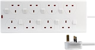 PRO ELEC PEL00033 8 Gang Individually Switched Extension Lead, 2m, White