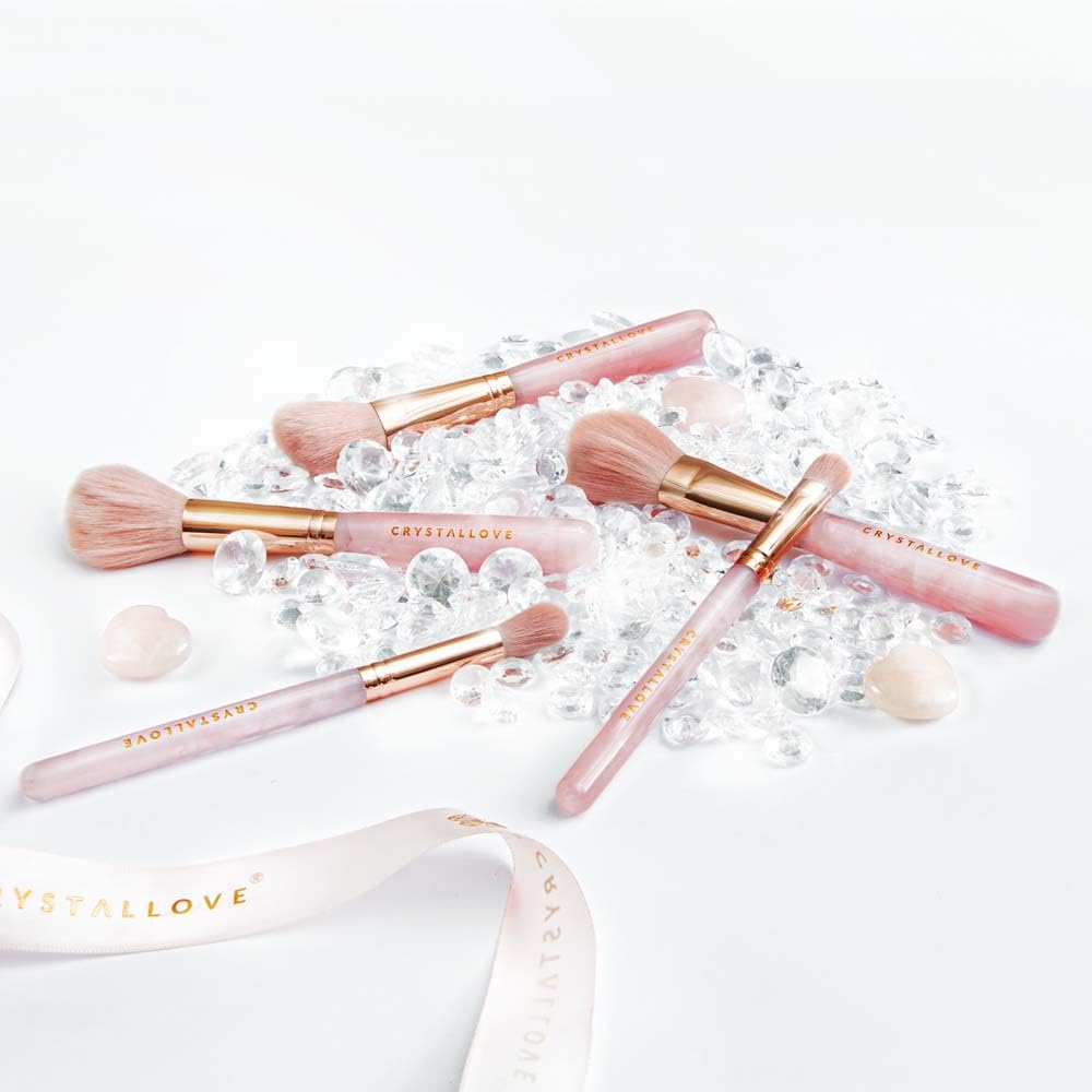 CRYSTALLOVE 5 Stück - Pinselset Makeup, Make Up Pinsel Set für Lidschatten Stiftung, Gesicht Pinsel Make-up, Blendable Blush Pinsel für Anfänger, Konturen, Highlights - Rosa