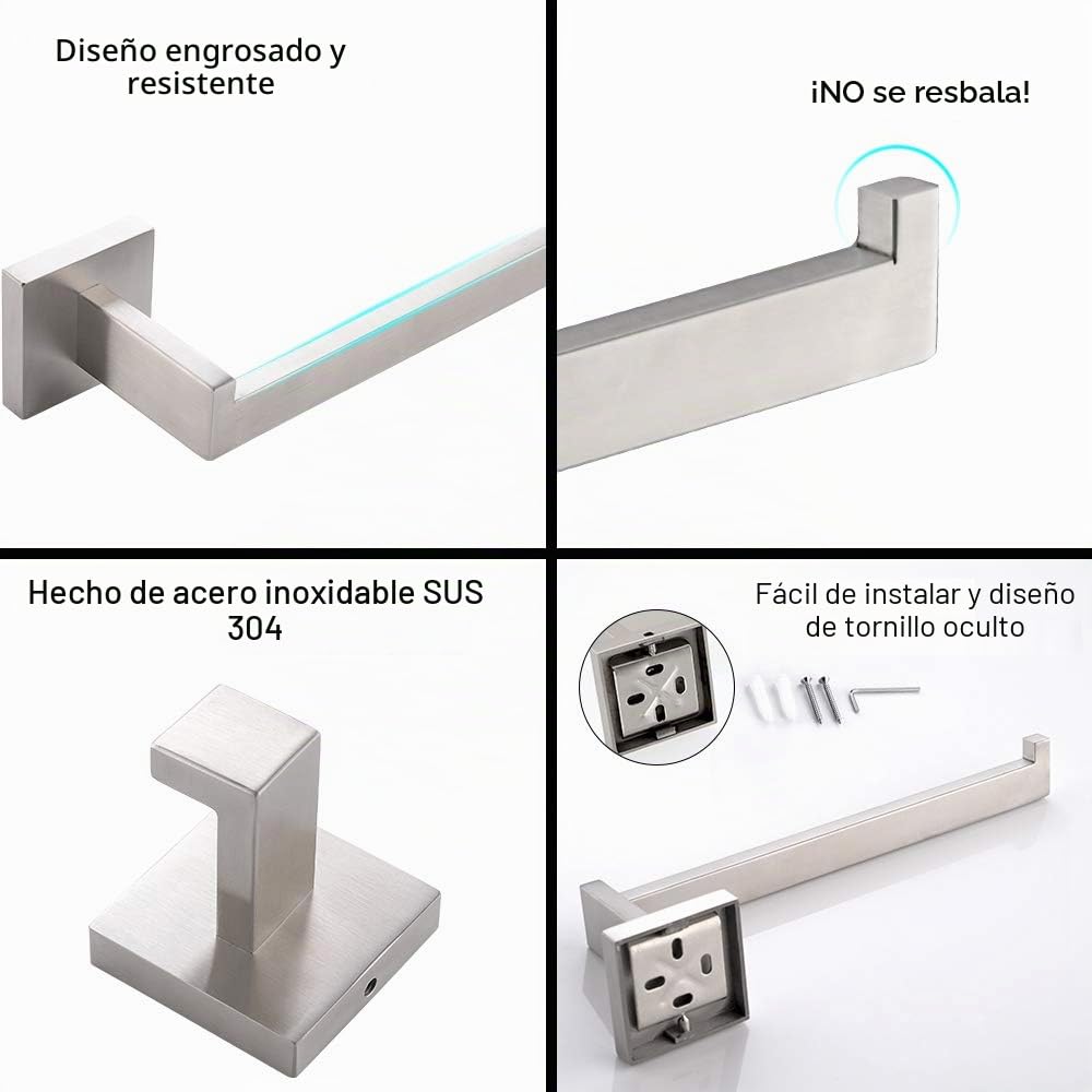 Turs de 3 Piezas Baño Accesorio Establecer Sus 304 Acero Inoxidable Inodoro Papel Titular Toalla Bar/Titular Gancho de Bata Montaje en Pared, Cepillado, Q7010BR