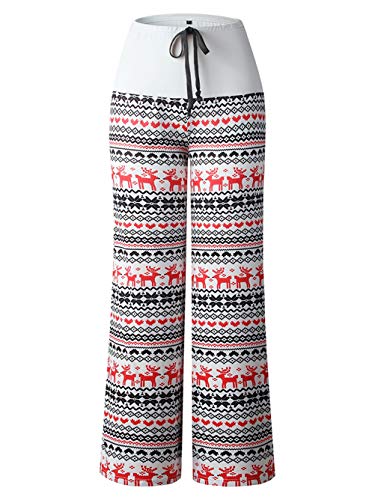 Image of iChunhua Women's Comfy Stretch Floral Print Drawstring Palazzo Wide Leg Lounge Pant