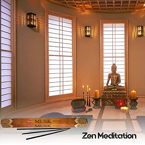 Musk - Box Of Six 20 Stick Hex Tubes - Hem Incense Hand Rolled In India #TOP2