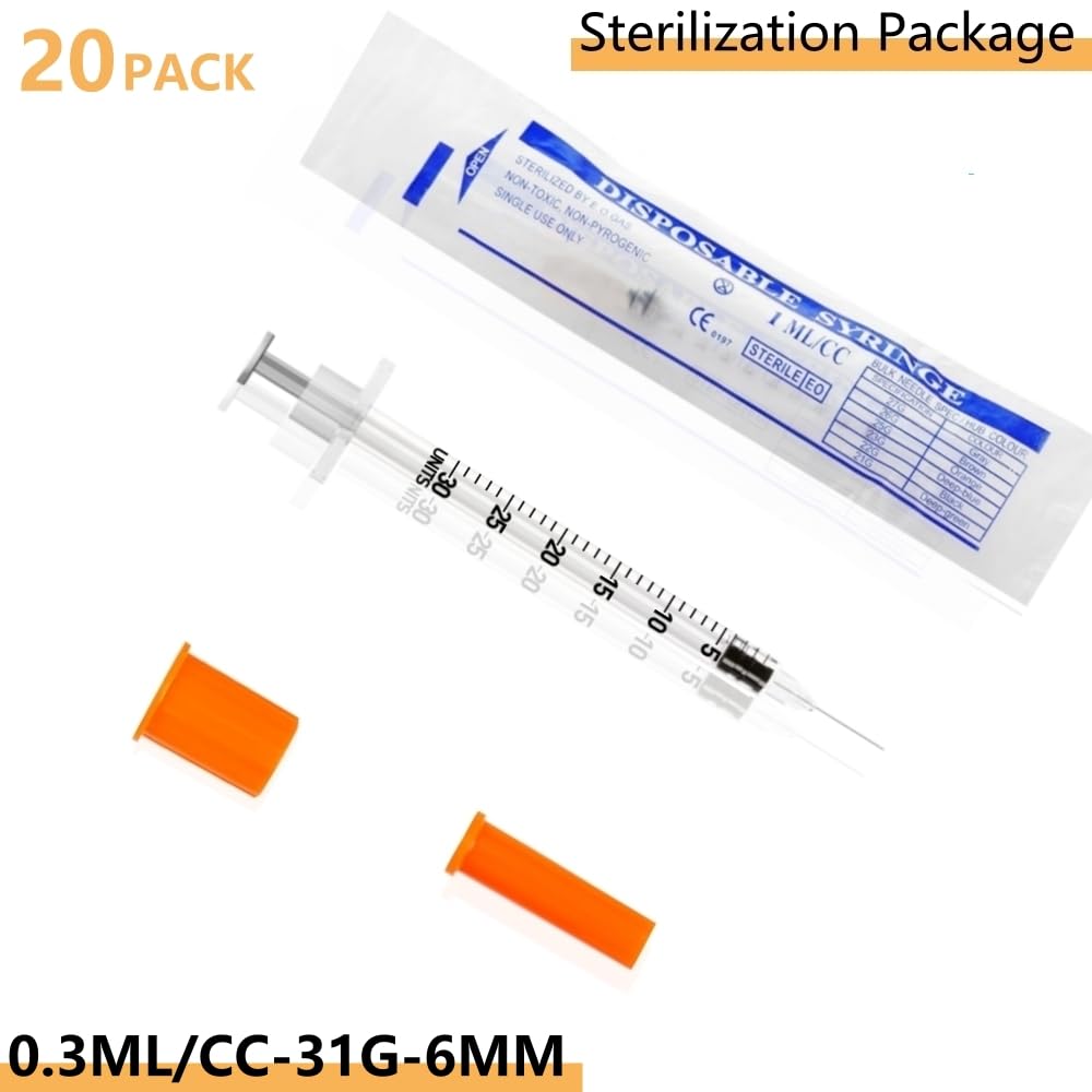 31G 0.3cc 0.3ml 1/4-Inch Measurement Lab Accessories for Industrial and Scientific, Individually Sealed Wrapped - 20 Pack — Amazon image 3