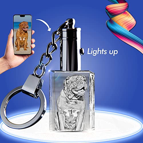 3D Innovation Crystal Keychain Photo - Lighted Custom Crystal Picture Etched Key Chain Rectangle #TOP5