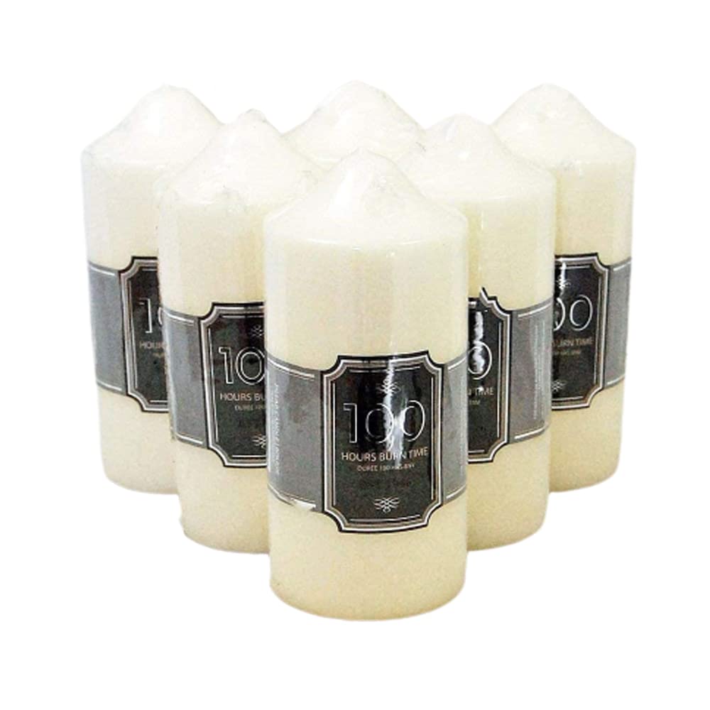 PHG White Candle Set | Pillar Candle| Long Burning Candle| Pillar Candle Pack | Large Pillar Candle | Long Burning Church Candle | Extra Large Candle | Votive Candle Pack (Pack of 6, 100 Hour)