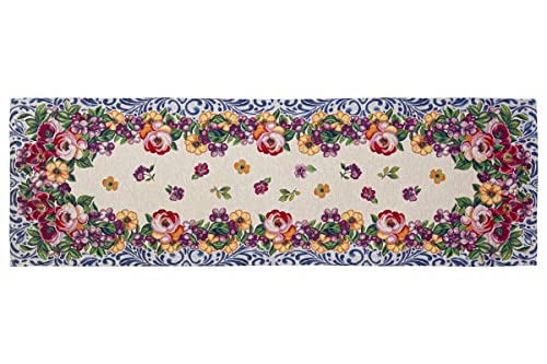 Mantel para mesa de centro rectangular y camino tejido Gobelin Fantasía floral Producción artesanal Made Cover