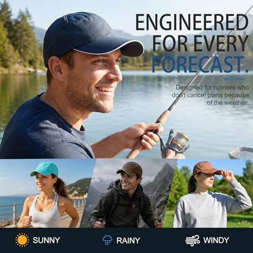 Image of Mens Waterproof Baseball Cap Womens Rain Hat Quick Dry Running Hat with Sweatband Outdoor Golf Breathable Sports Cap
