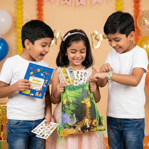 Image of Party Propz Jungle Theme Return Gifts for Birthday - 40 Pcs return gifts for kids birthday party Brain Builder Book | stationery set for kids return gift | birthday return gift for kids 6-12