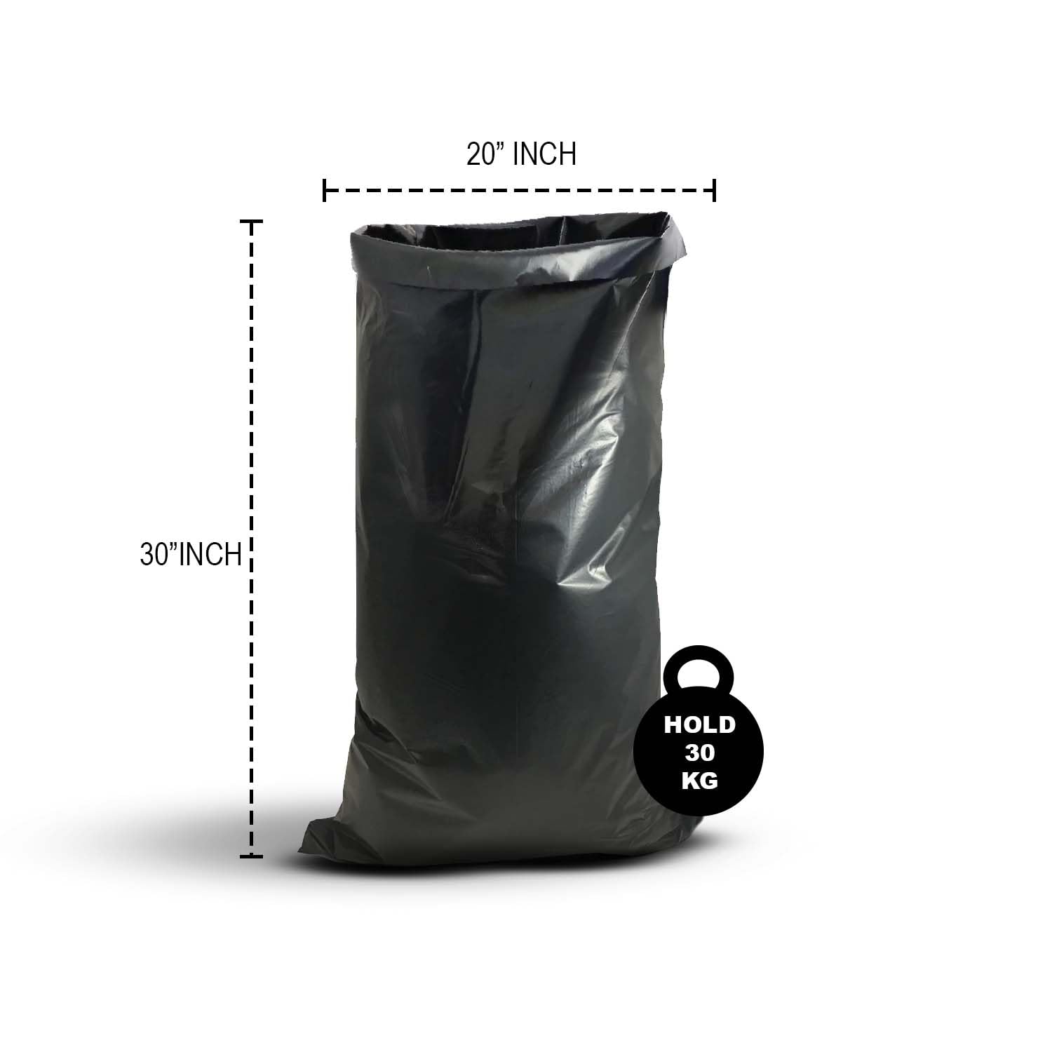 Primes DIY Lot de 100 sacs à déchets de jardin très résistants de 50,8 x 76,2 cm, sacs à déchets de construction, noirs, de 90 à 100 microns, capacité de 30 kg