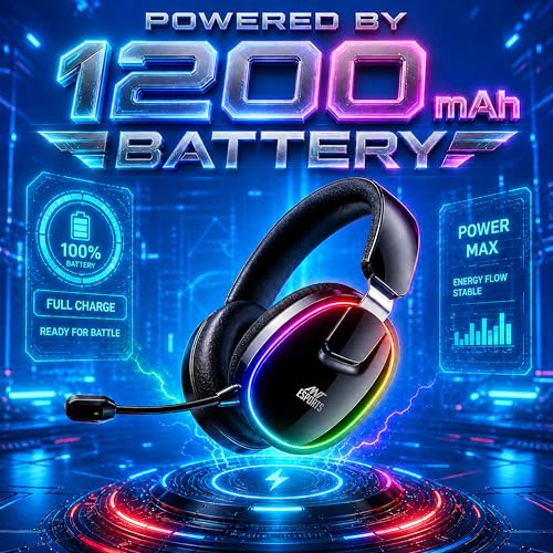 Image of Ant Esports Stealth 30 Tri-Mode Wireless Gaming Headset |Bluetooth 5.4 | 2.4GHz | Wired|50mm Drivers Detachable Mic 1200mAh Battery Durable Frame Over Ear Headphone PC PS5 PS4 Xbox Mobile Laptop Black
