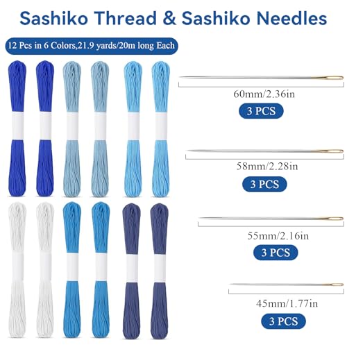 Kit de hilo Sashiko 58 piezas para bordado y costura miniatura 2