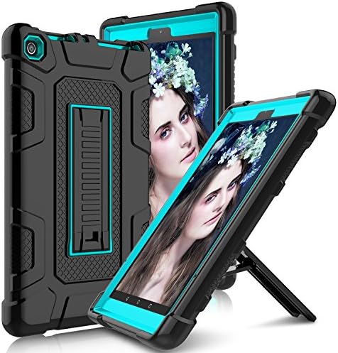 Elegant Choise Compatible With All-New Amazon Fire HD 8 2018 Case, Fire 8 2017 Case With Stand, Heavy Duty [Shockproof] Armor Rugged Defender Full Body Protective Case for Amazon Kindle Fire 8 2017 Release(Blue)