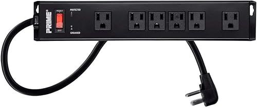 Monoprice Protector de sobretensiones de metal - Regleta de alimentación de 6 tomas, 1150 julios, 15 amperios, 125 voltios, 1875 vatios, 15 pies,