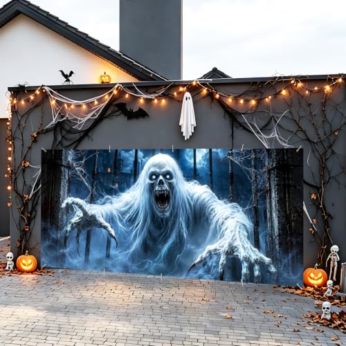 Image of Halloween Garage Door Decorations 7 x 16 ft, Ghoul Gate Cover