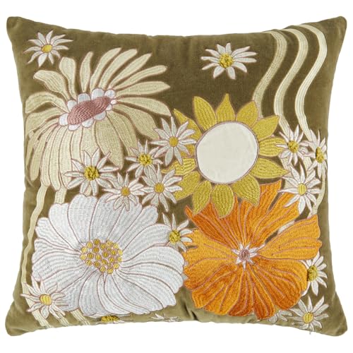 BUTLERS Dekokissen 50x50cm aus Baumwolle -Bohemian- Romantisches Motivkissen für Schlafbereiche | Zierkissen mit Stickerei