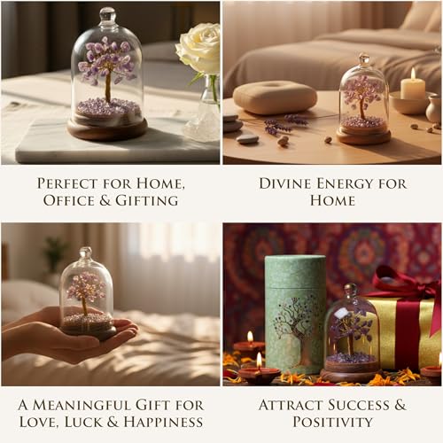 Image of Amethyst Healing Crystal Tree for Home Decor | Brings Calmness, Focus & Positive Energy | Vastu & Feng Shui Gemstone Tree for Prosperity, Luck & Happiness
