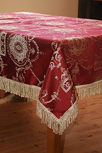 Violet Linen Prestige Damask Design Tablecloth Burgundy 60" by 120" Oblong/Rectangle - Image 3