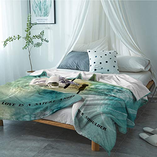 Ultra Soft Flannel Fleece Bed Blanket Dragonfly Pattern Love Is A Nature Angel On Your Shoulder Throw Blanket All Season Warm Fuzzy Light Weight Cozy Plush Blankets For Bedroom 50 X 60 Inches #TOP3