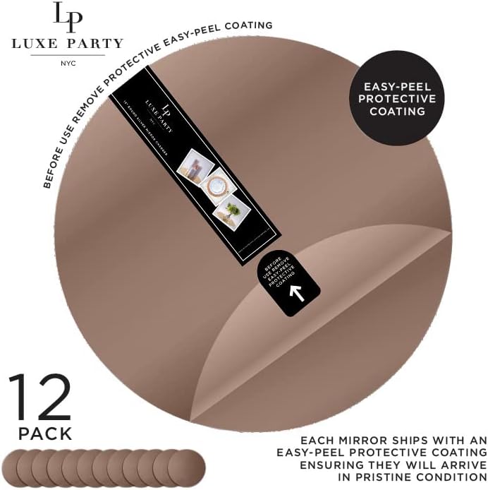 Miniatura 2 de Paquete de 12 placas de carga de espejo redondo  Ligero  Vajilla decorativa  Cena  Boda  Eventos  Ajuste de mesa  Bronce