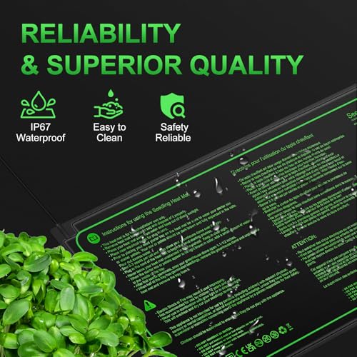 Apritsce Heizmatte Pflanzen mit Thermostat, 53x 25 cm 30w WäRmematte Pflanzen mit 6 Temperaturstufen und 6 Timerstufen, Seedling Heat Mat für SäMling Germination Pflanzen Wachstum