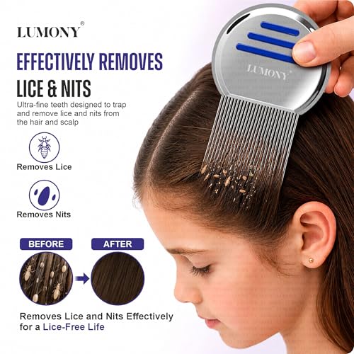 Image of LUMONY Lice Comb For Women And Kids Stainless Steel Lice Terminator Fine Egg Nit Lice Egg Removal Comb For Women and Men