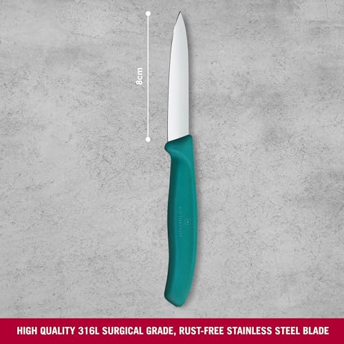 Image of Victorinox Swiss Made Stainless Steel Swiss Classic Paring Knife, Straight Edge, Kitchen Tool, Kitchen Item, 8 cm, Green, 6.7604.C1