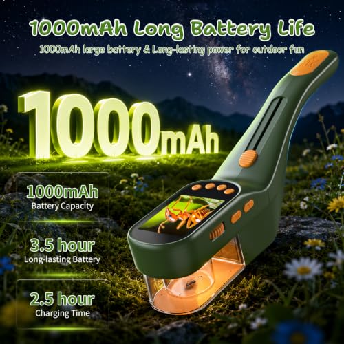 OAEBLLE Bug Catcher for Kids, 500X Zoom, 2.4" Screen, STEM Toy 4-8, Pine - image 5