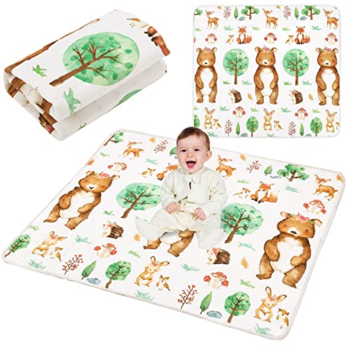 Image of Foldable Baby Play Mat Large Playmat for Babies Todders 43 x 43'' Woodland Forest Animal Waterproof Portable Crawling Playpen Mat Washable Non Slip Soft Baby Floor Tummy Time Activity Mat
