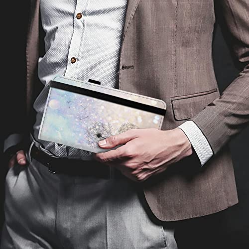 Image of Leather Checkbook Covers for Men Women Check book Holder Cover Wallets for Personal Checkbook Duplicate Checks with RFID Blocking & Elastic Strap-Dandelion Floral