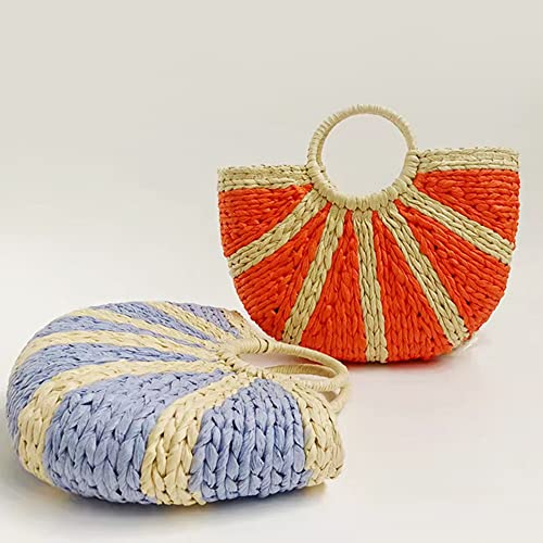Bolso Tote Retro de Paja Tejido a Mano para Mujer miniatura 5