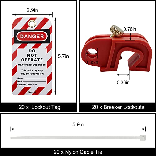 Safby Circuit Breaker Lockout Device - Lockout Tagout Kit 20 Pcs Breakers Lockout Universal Electrical For Loto Station Lock Out Tag Out Set(20 Pcs Universal Single And Multi Pole) #TOP4