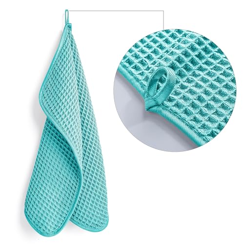 Image of POLYTE 430 GSM Microfiber Lint Free Washcloth Face Towel, 13 x 13 in, 4 Pack (Waffle Weave)