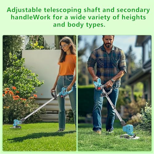 Grass Strimmer Cordless with 2 PCS 3.0Ah Battery and Charger Lightweight Garden Trimmers with 10 Steel Wire Replacement Spools, 10 Plastic Blades, 2 Metal Blades, 1 Saw Blade 6 Grass Strimmer Cordless with 2 PCS 3.0Ah Battery and Charger Lightweight Garden Trimmers with 10 Steel Wire Replacement Spools, 10 Plastic Blades, 2 Metal Blades, 1 Saw Blade - Image 6