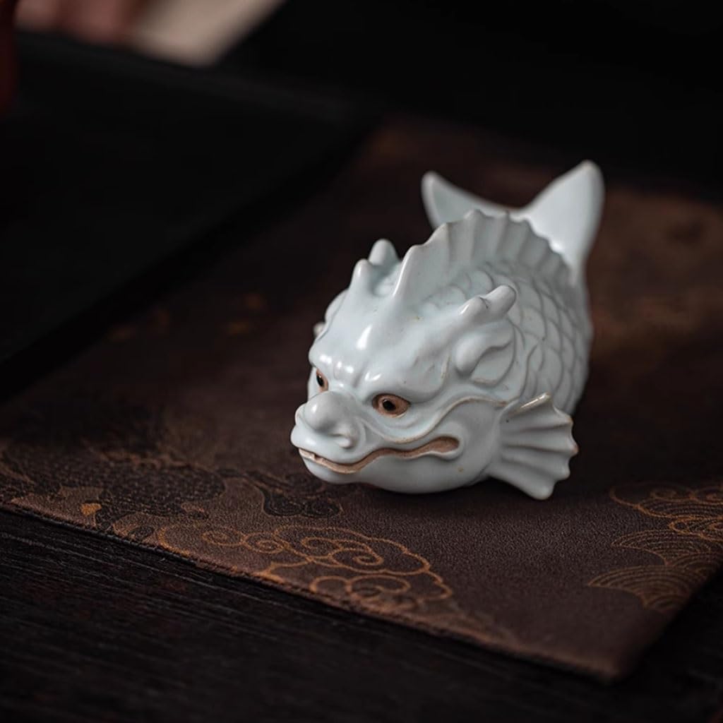 Ręcznie robiona statuetka herbata zwierzę domowe kreatywna fortuna karp przekształcony w smoka herbatę zwierzę domowe taca na herbatę dekoracja ozdoby stolik herbaciany akcesoria dla zwierząt