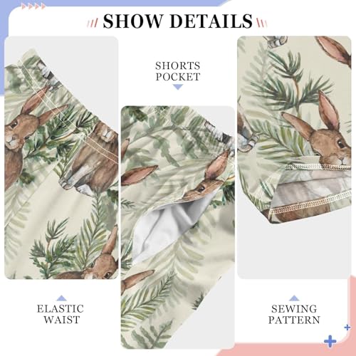 ZZXXB Bunny Jungle Leaves Boys Long Pants Soft Trousers Elastic Waist Kids Lounge Bottoms with Pockets S-XL4