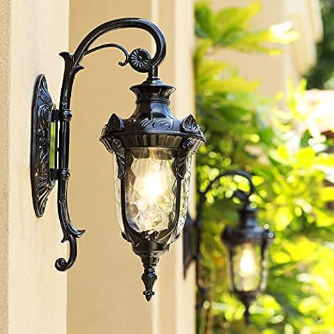 Outdoor Wall Light ,Home, Garden Lighting,Max 60W E27 Aluminum Outside Wall Lamp, IP55 Waterproof Exterior Wall Lantern for Porch Entryway Doorway Garage, Black Wall Sconce,bulbs not included (A) Cover