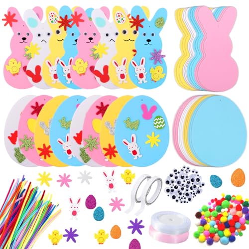 ZoneYan Kit Bricolage Pâques en Mousse pour Enfants, Activité Paques Enfant Bricolage, Bricolage Artisanat de Pâques, Ensemble Artisanat Œufs Pâques pour...
