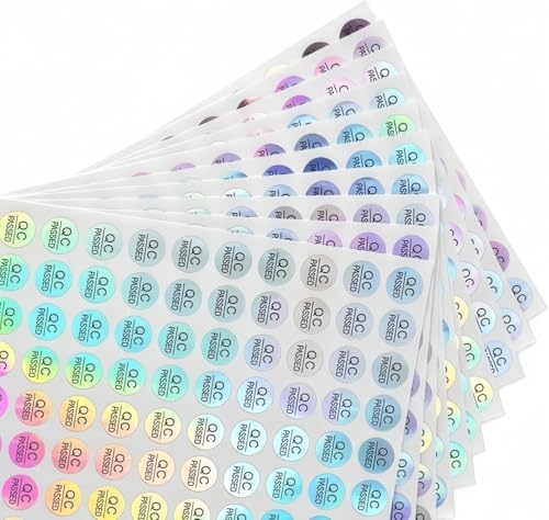 2070 PCS Silver QC Passed Stickers for Warehouse Inventory Quality Control Checked Tested Pass Approval， Size 0.39 Inch Round Shape Reflective Laser Waterproof Adhesive Labels