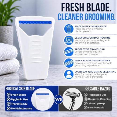 Image of Disposable Razor For Men Pack of 3 | Surgical Skin Blade Use And Throw Shaving Razor With Safety Cap | Manual Beard And Face Grooming | Travel Friendly Stainless Steel Blade | ISO, CE Approved
