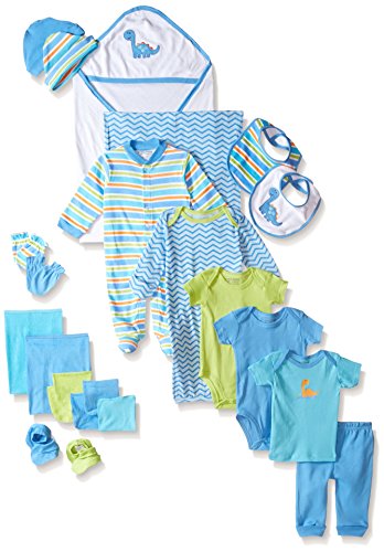 Luvable Friends Unisex Baby Layette Gift Cube, Blue Dino, 0-6 Months