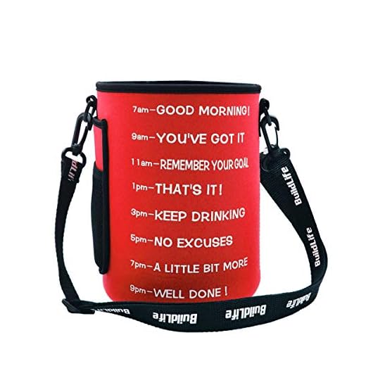 BuildLife Gallon Water Bottle Sleeve with Time Marker for Measuring Your H2O Intake(1 Gallon,Red Sleeve)