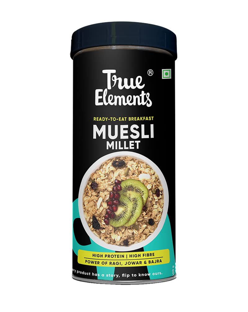 True ElementsMultigrain Diet Muesli 400g - Certified Gluten Free | Power of 40% Millets (Jowar, Bajra, Ragi) | Muesli Sugar Free