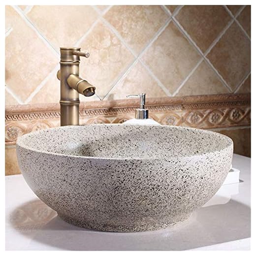 Dntum European Style Counter Top Washbasin Industrial Style Ceramic Art Wash Basin Hotel Bathroom Countertop Bathroom Retro Sink Splash-Proof High Hardness Gray,C
