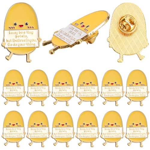 Image of Ecation 12 Pcs Positive Potato Tiny Enamel Pins Cute Motivational Lapel Pins with Positive Quotes, Funny Gifts for Women, Friends, Backpacks & Jackets