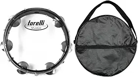 Pandeiro injetado pele nailon transparente preto Torelli TP348 PT com Bag