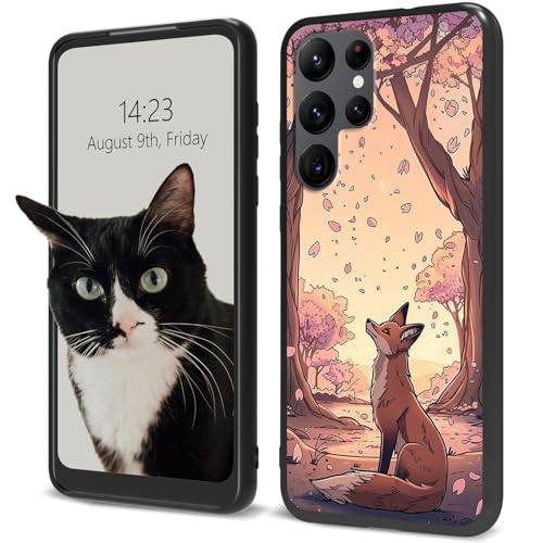Coque Samsung S26 Ultra renard et fleur de cerisier en silicone TPU souple pour homme et femme