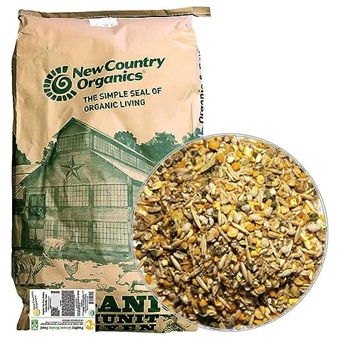 New Country Organics - Chicken Grower Feed - for Growing Broilers, Pullets and Cockerels - Organic Chicken Starter Feed - Soy-Free - 19% Protein - Certified Organic & Non-GMO - 25 Lbs Cover